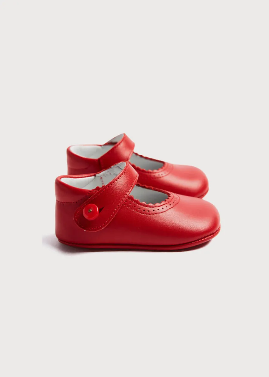 BOY Pepa London Leather Mary Jane Pram Shoes in Red (17-20EU)