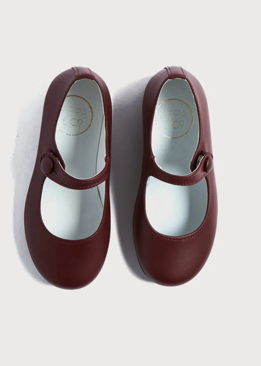 Pepa London Leather Mary Jane Shoes in Burgundy (24-34EU)