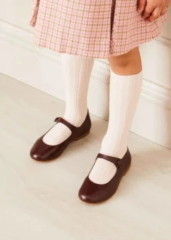 Pepa London Leather Mary Jane Shoes in Burgundy (24-34EU)
