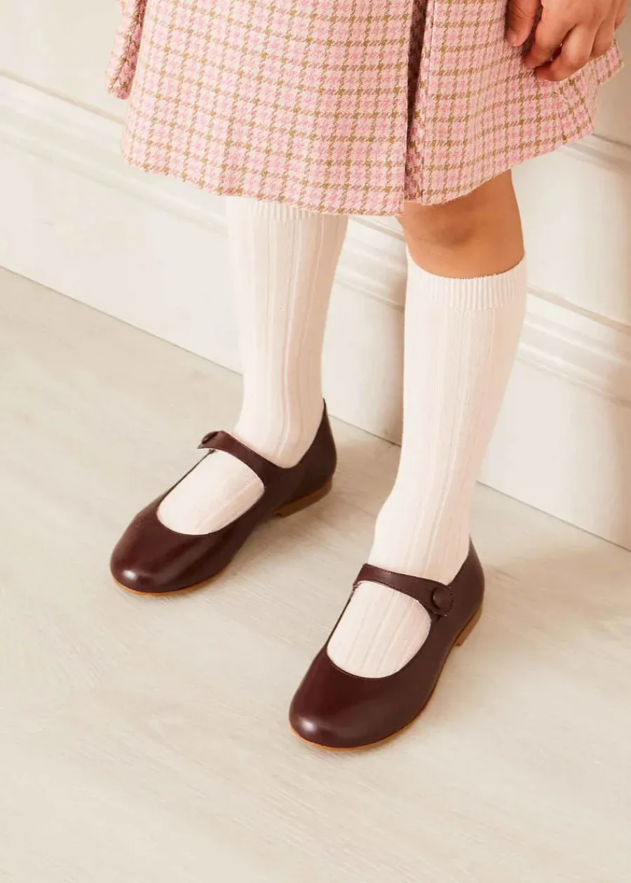 Pepa London Leather Mary Jane Shoes in Burgundy (24-34EU)