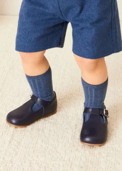 BOY Pepa London Leather T Bar Baby Shoes in Navy (20-26EU)