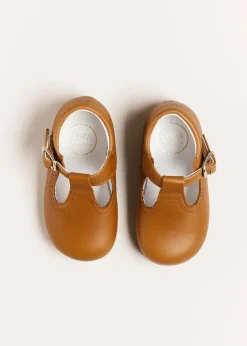 BOY Pepa London Leather T-Bar Baby Shoes in Brown (20-26EU)