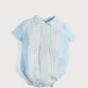 BOY Pepa London Light Blue Panelled Christening Romper (3mths-2yrs)