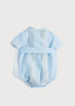 BOY Pepa London Light Blue Panelled Christening Romper (3mths-2yrs)