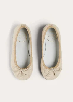 Pepa London Linen Ballerina Shoes in Ivory (24-36EU)