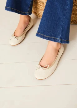 Pepa London Linen Ballerina Shoes in Ivory (24-36EU)