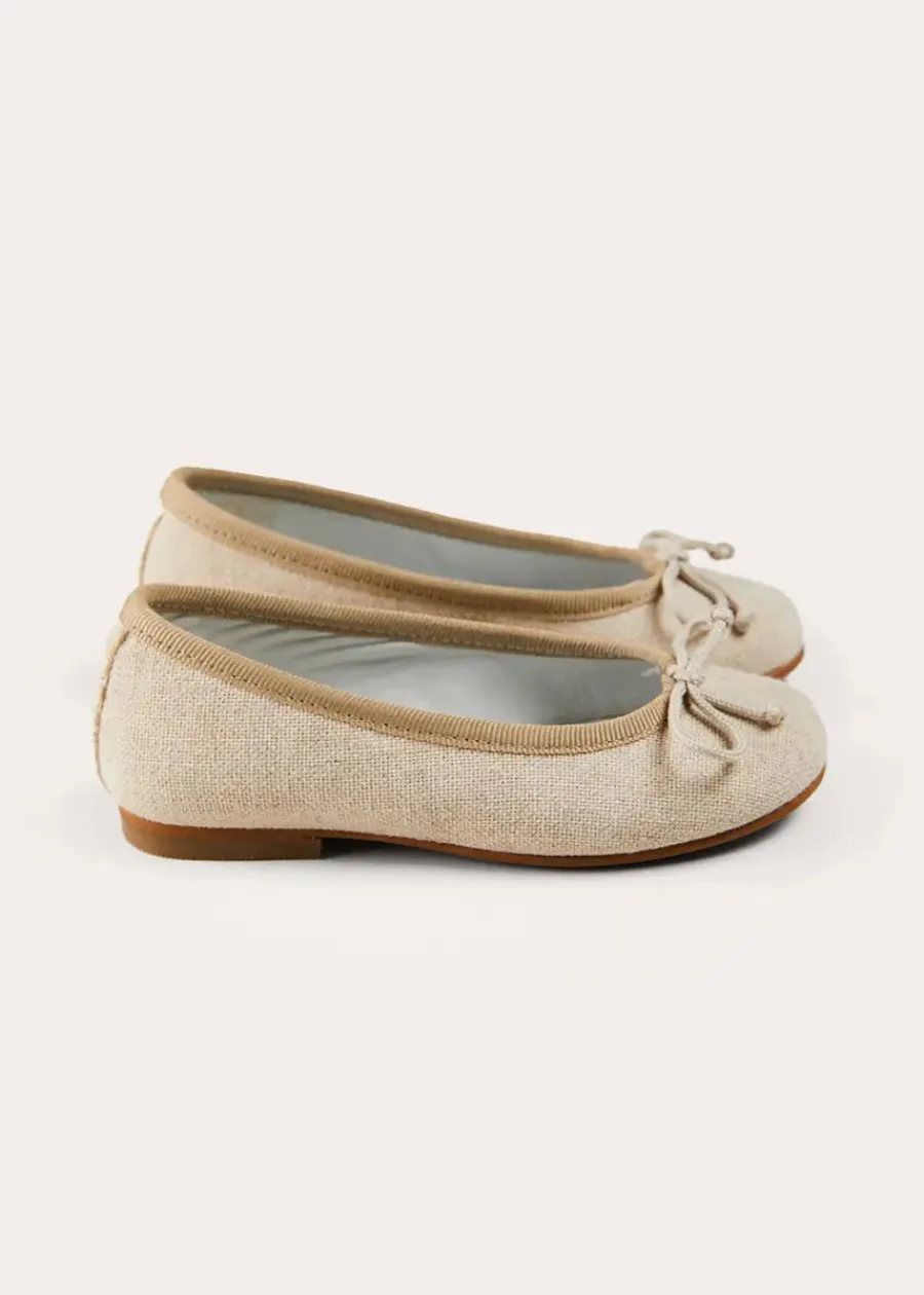 Pepa London Linen Ballerina Shoes in Ivory (24-36EU)