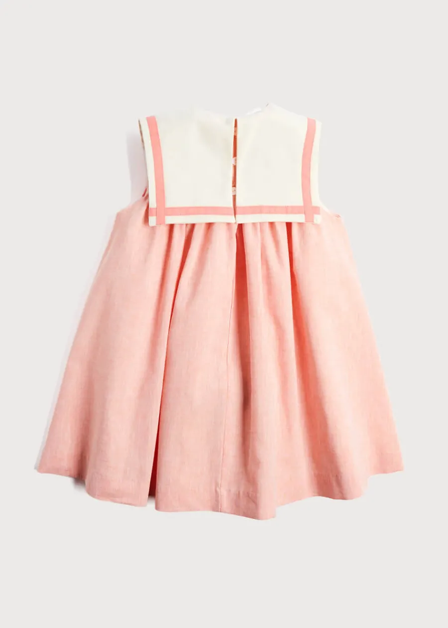 Pepa London Linen Blend Trapeze Dress in Peach Orange (12mths-10yrs)