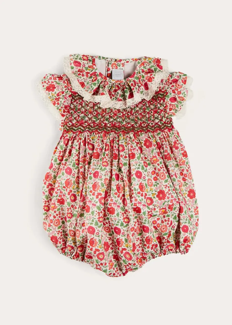 Pepa London Margot Floral Romper in Red Made with Liberty Fabric (6m-2yrs)