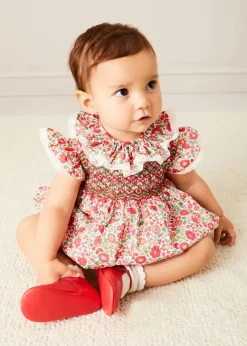 Pepa London Margot Floral Romper in Red Made with Liberty Fabric (6m-2yrs)