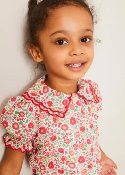 Pepa London Margot Floral Short Sleeve Blouse in Red Made with Liberty Fabric (18m-12yrs)