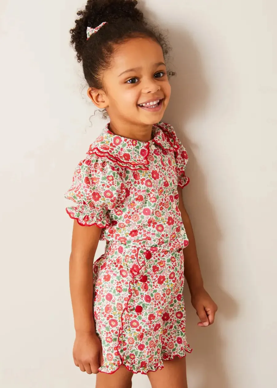 Pepa London Margot Floral Shorts in Red Made with Liberty Fabric (18m-12yrs)