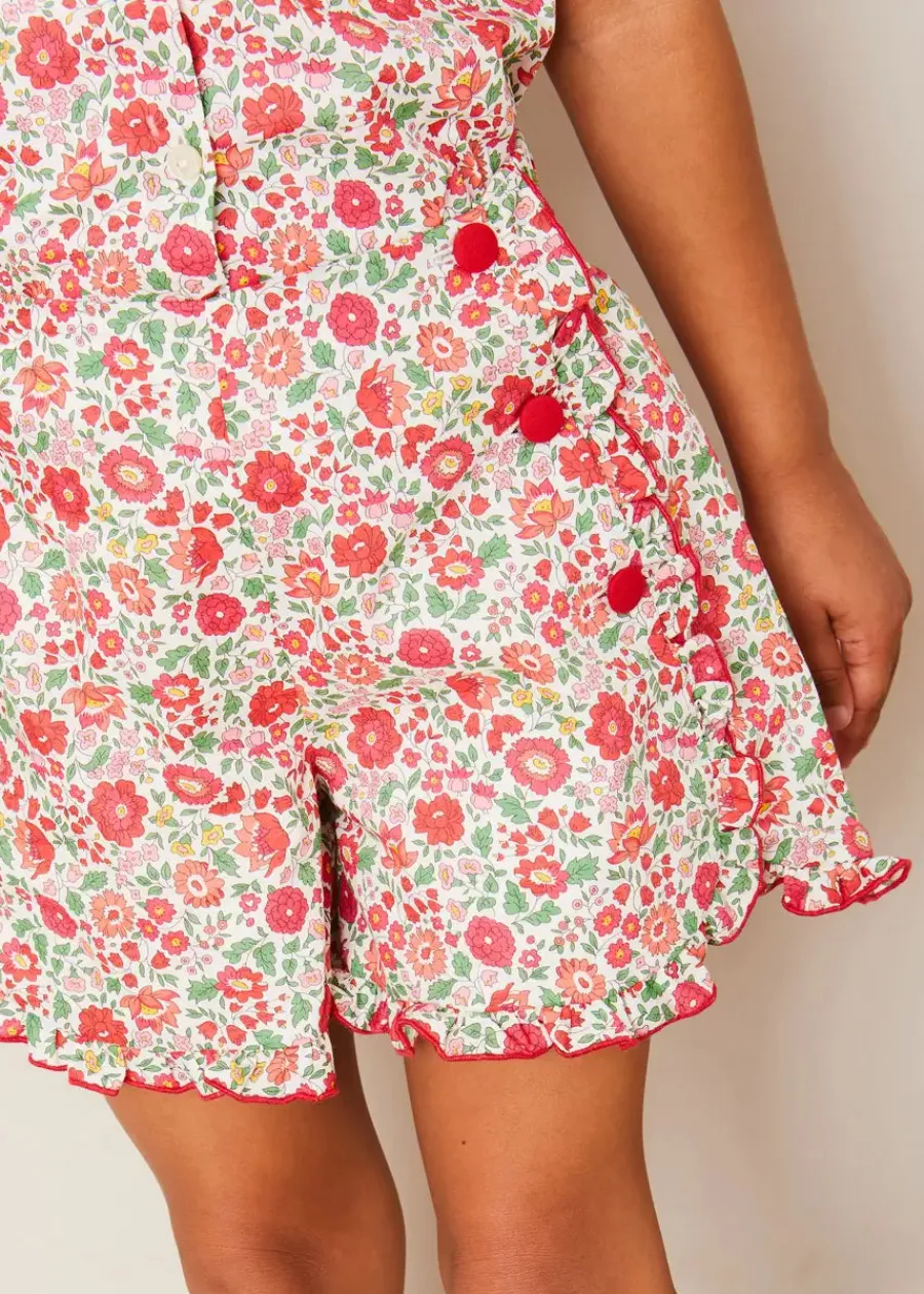 Pepa London Margot Floral Shorts in Red Made with Liberty Fabric (18m-12yrs)