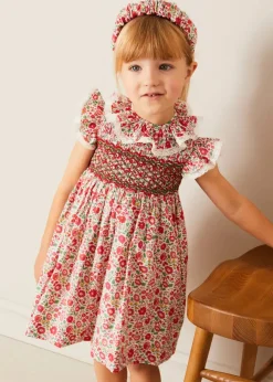 Pepa London Margot Hand-Smocked Dress in Red Made with Liberty Fabric (12m-6yrs)