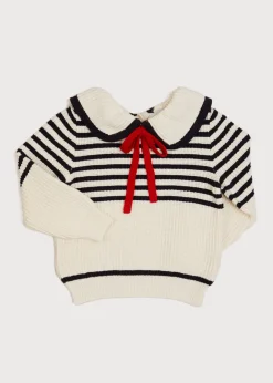 Pepa London Mariner Collar Bold Stripe Jumper in White (2-10yrs)