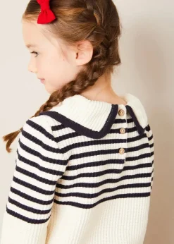Pepa London Mariner Collar Bold Stripe Jumper in White (2-10yrs)