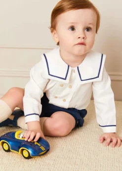 BOY Pepa London Mariner Collar Long Sleeve Two Piece Set in Blue (12mths-3yrs)