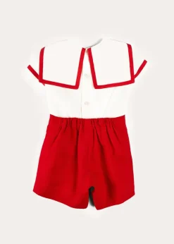BOY Pepa London Mariner Collar Short Sleeve Two Piece Set in Red (12mths-6yrs)