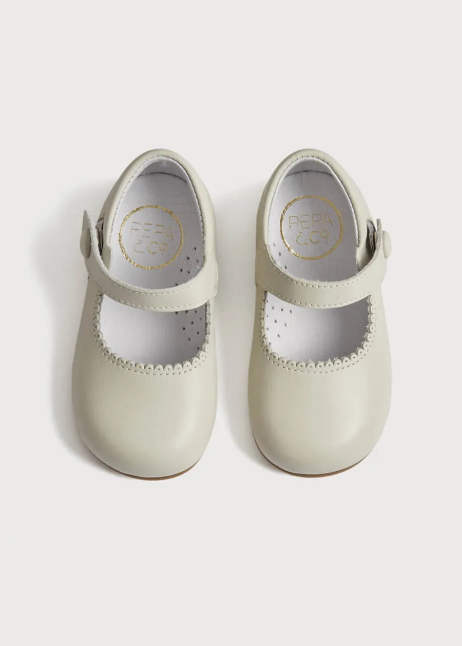Pepa London Mary Jane Leather Baby Shoes in Ivory (20-24EU)