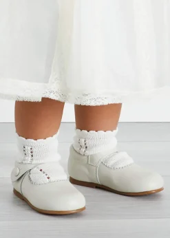 Pepa London Mary Jane Leather Baby Shoes in Ivory (20-24EU)