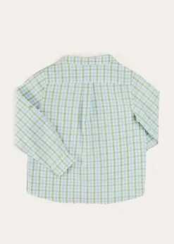 BOY Pepa London Maxwell Gingham Mao Collar Long Sleeve Shirt in Green (3-10yrs)