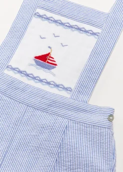 BOY Pepa London Nautical Striped Boat Embroidery Short Dungarees in Blue (18mths-4yrs)