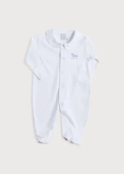 Pepa London Newborn All-In-One With Rocking Horse Embroidery In Blue (1-6mths)