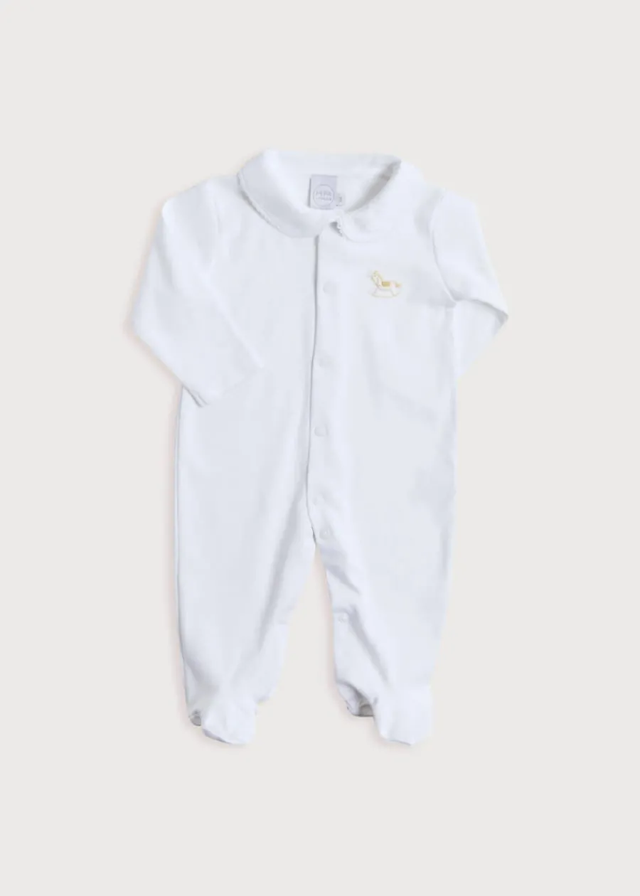Pepa London Newborn All-In-One With Rocking Horse Embroidery In Beige (1-6mths)