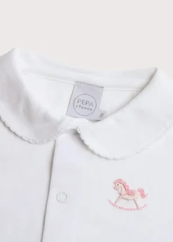 Pepa London Newborn All-In-One With Rocking Horse Embroidery In Pink (1-6mths)