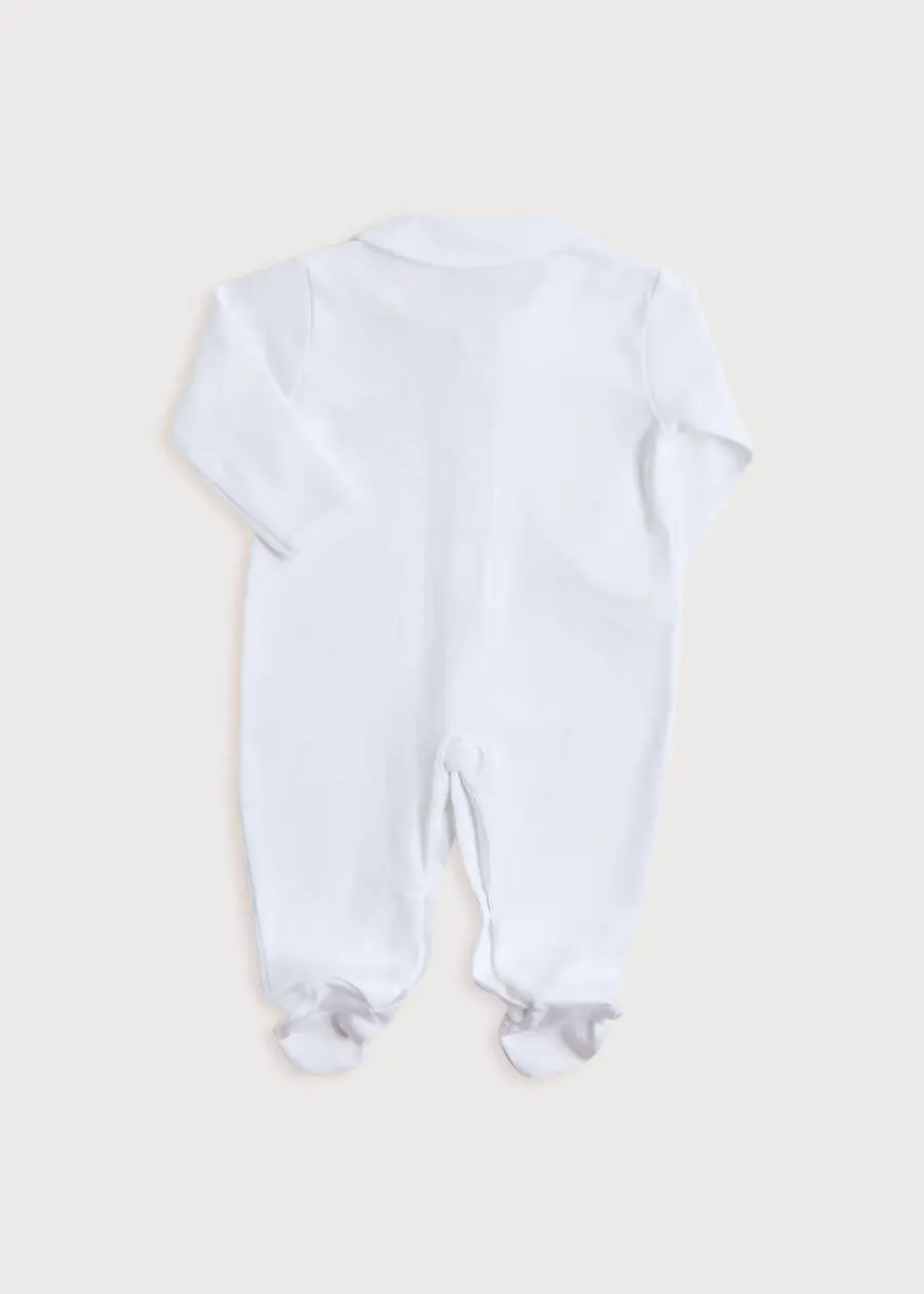 Pepa London Newborn All-In-One With Rocking Horse Embroidery In Beige (1-6mths)