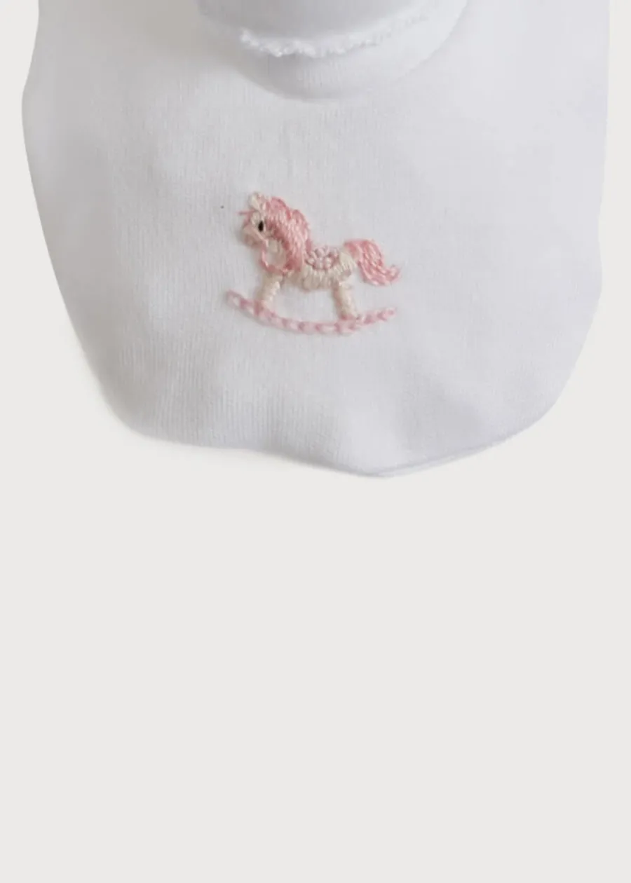 BOY Pepa London Newborn Booties With Rocking Horse Embroidery Pink (1-3mths)