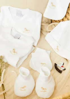 BOY Pepa London Newborn Booties With Rocking Horse Embroidery Beige (1-3mths)