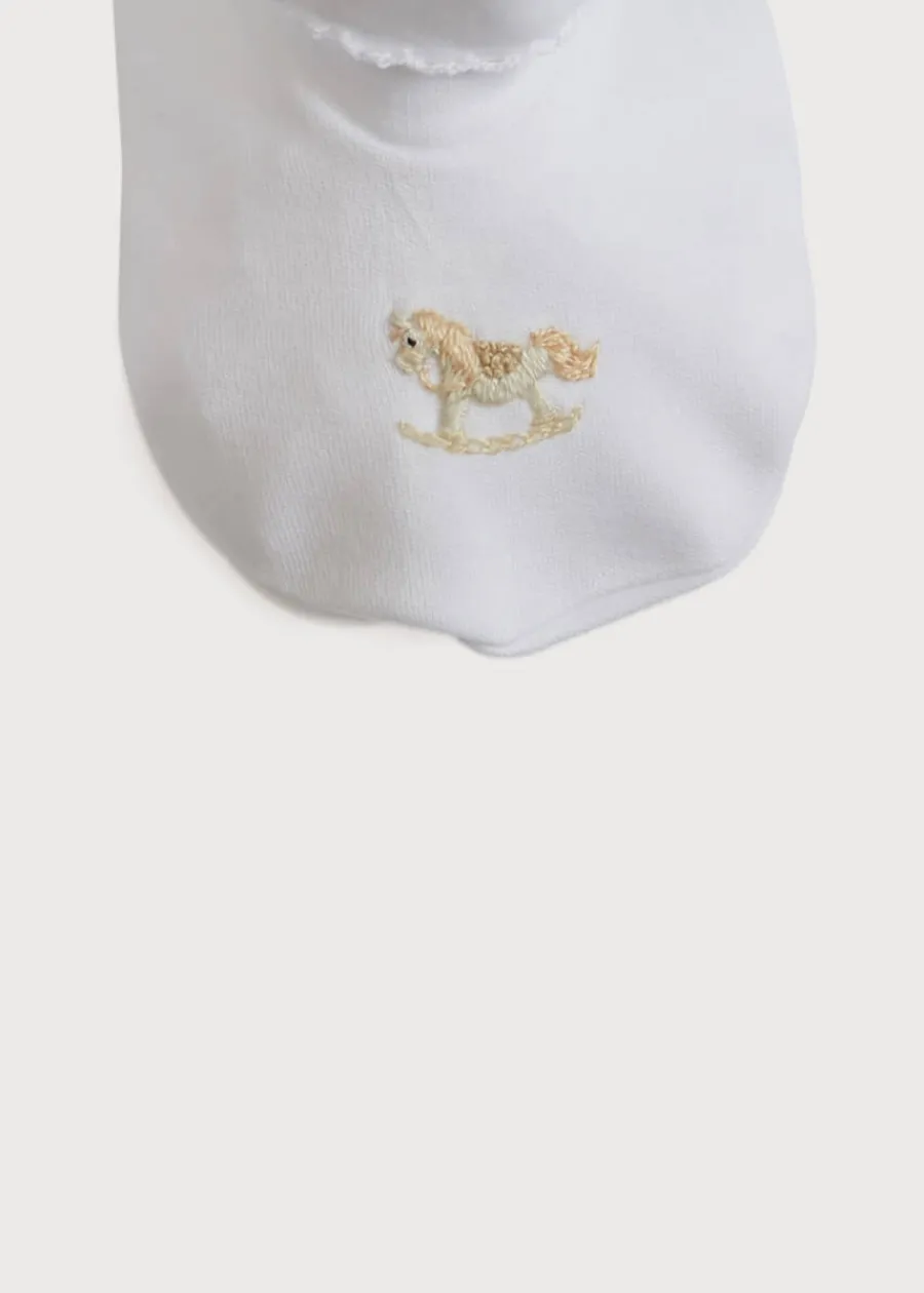 BOY Pepa London Newborn Booties With Rocking Horse Embroidery Beige (1-3mths)