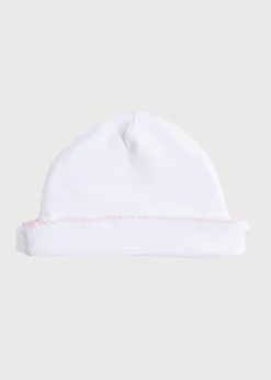 BOY Pepa London Newborn Hat with Pink Hand Smocked Detail (0-3mths)