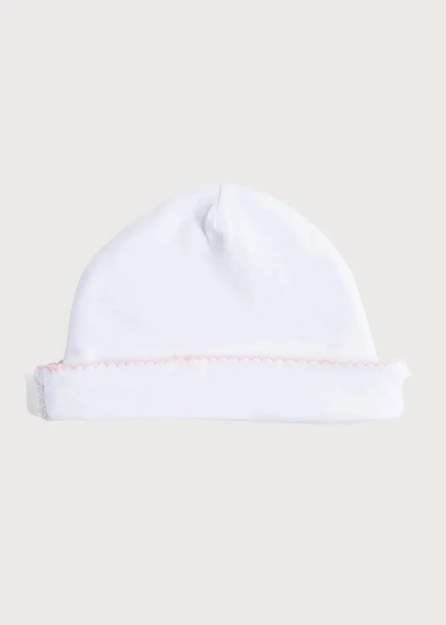 BOY Pepa London Newborn Hat with Pink Hand Smocked Detail (0-3mths)