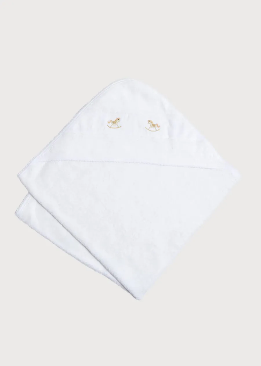 BOY Pepa London Newborn Towel with Rocking Horse Embroidery In Beige