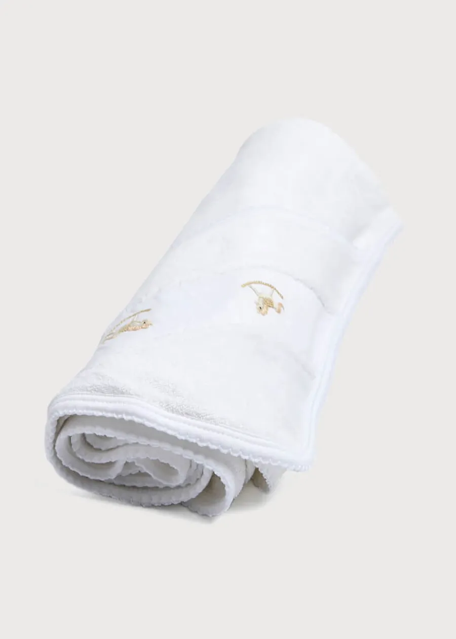 BOY Pepa London Newborn Towel with Rocking Horse Embroidery In Beige
