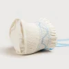BOY Pepa London Off White and Blue Hand Smocked Baby Bonnet