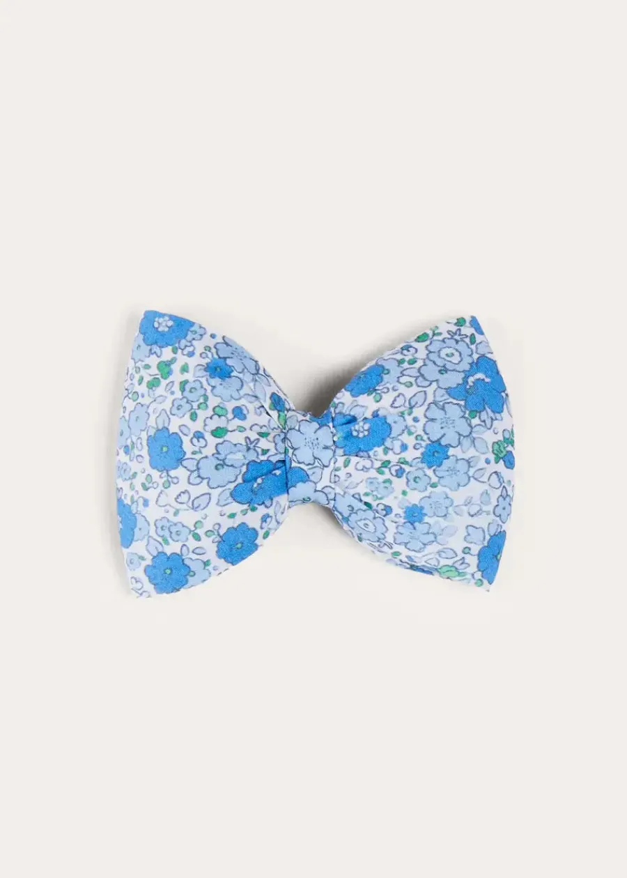 BOY Pepa London Olivia Floral Medium Bow Hair Clip in Blue