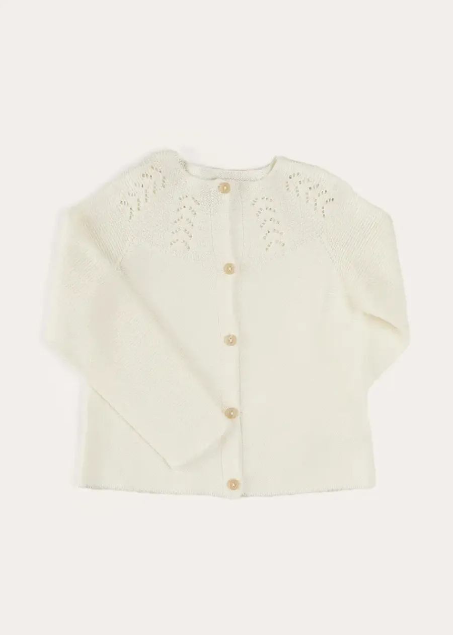 Pepa London Openwork Cotton Cardigan in Cream (6mths-10yrs)