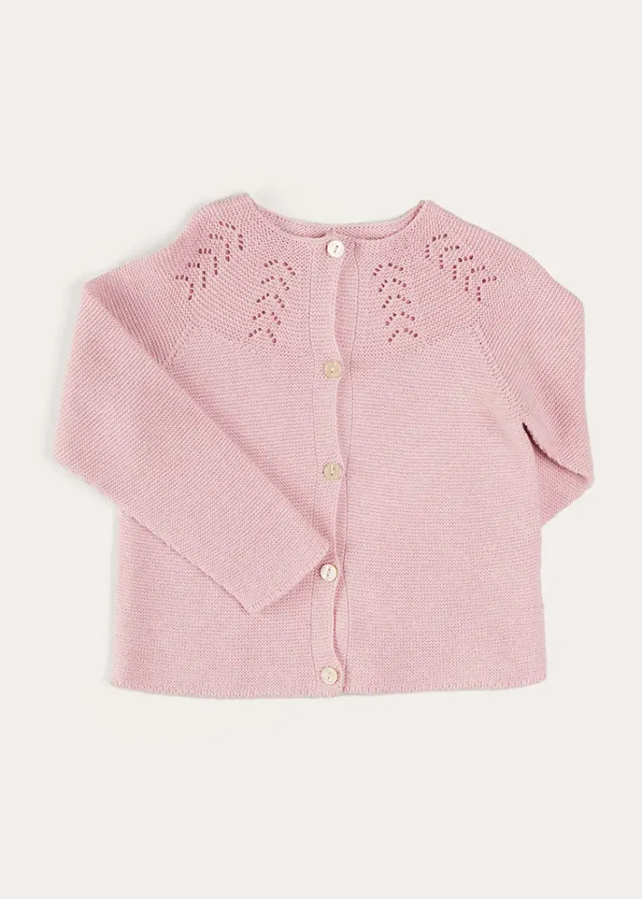 Pepa London Openwork Cotton Cardigan in Pink (6mths-10yrs)
