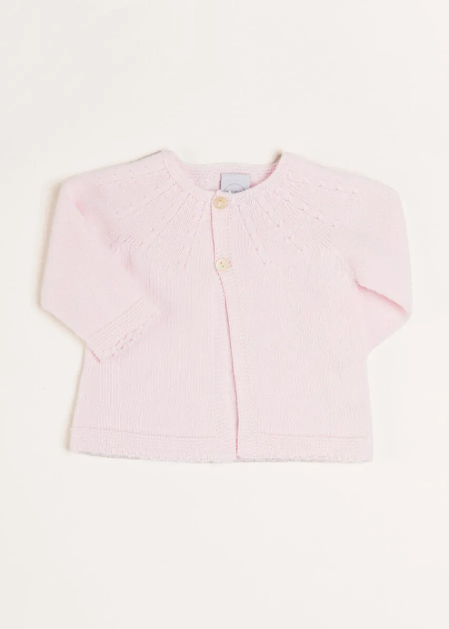 Pepa London Openwork Detail Baby Cardigan in Pink (1-12mths)
