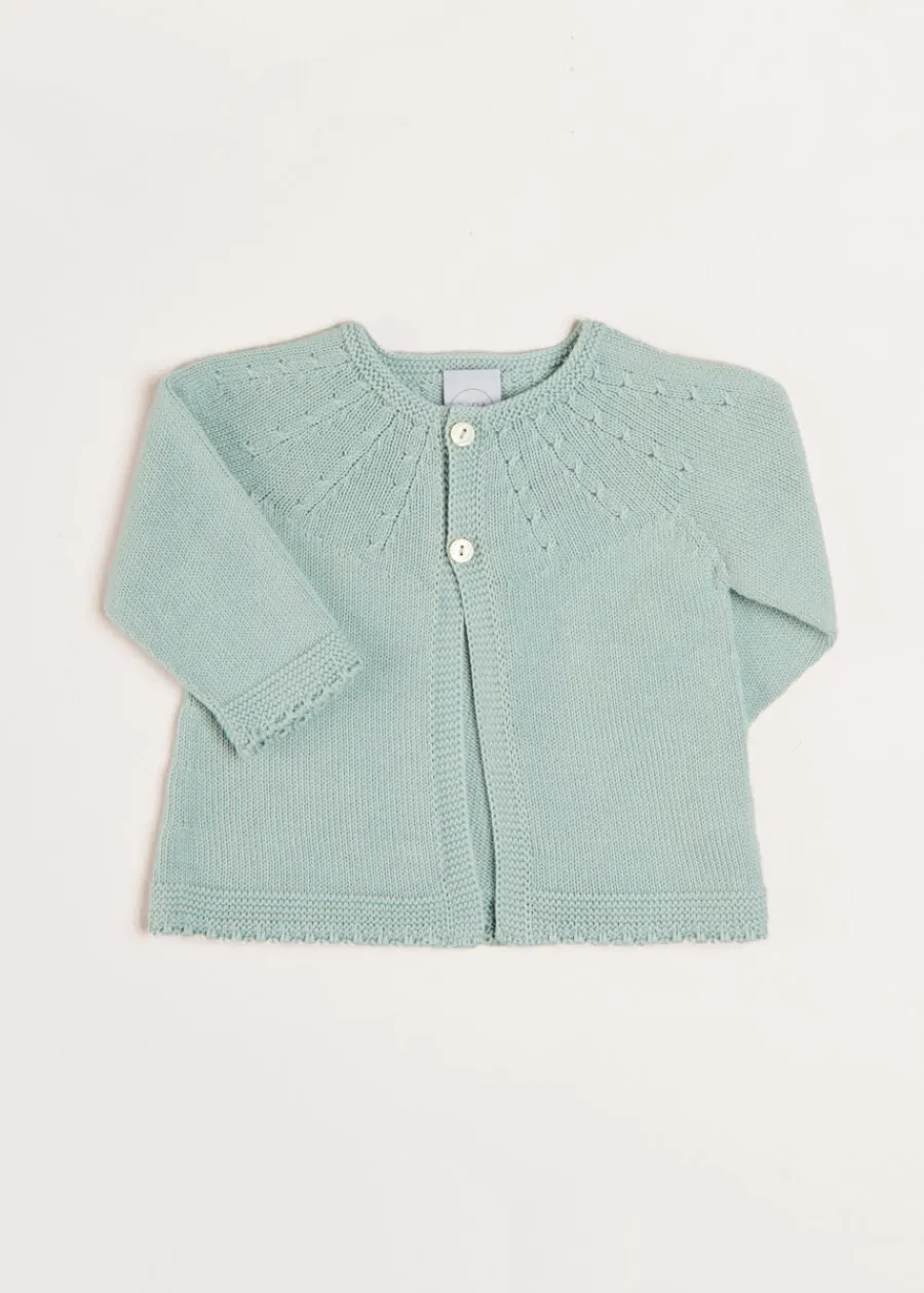 Pepa London Openwork Detail Baby Cardigan in Green (1-12mths)