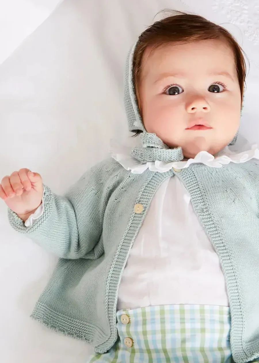 Pepa London Openwork Detail Baby Cardigan in Green (1-12mths)