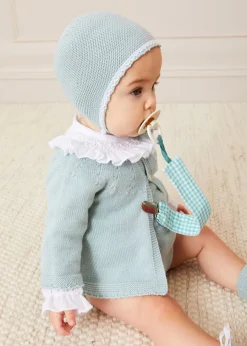Pepa London Openwork Detail Baby Cardigan in Green (1-12mths)