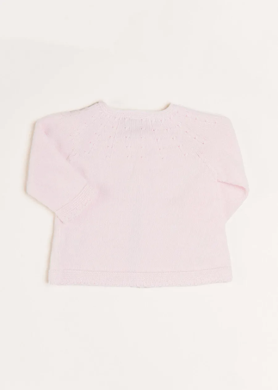 Pepa London Openwork Detail Baby Cardigan in Pink (1-12mths)