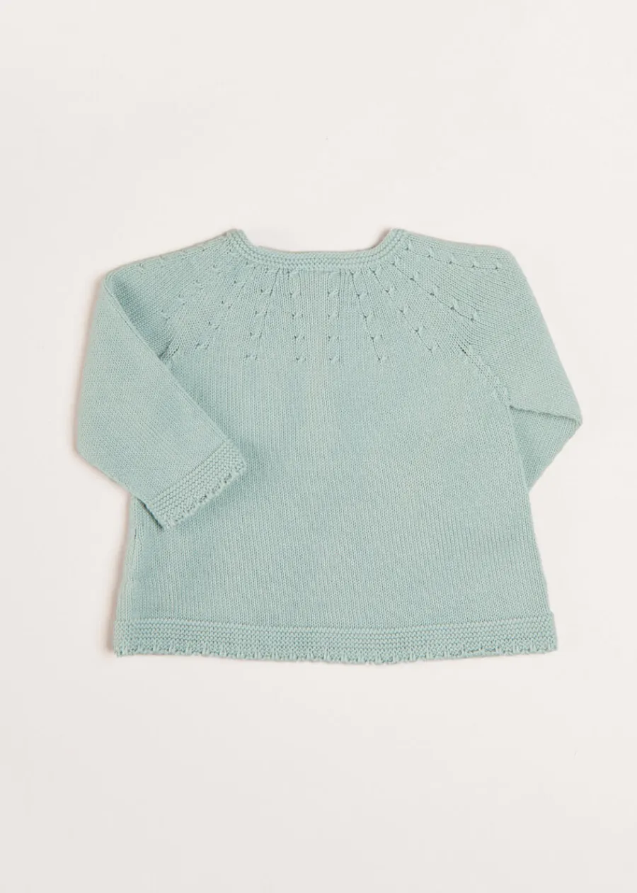 Pepa London Openwork Detail Baby Cardigan in Green (1-12mths)