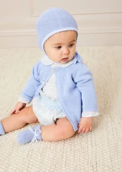 Pepa London Openwork Detail Baby Cardigan in Blue (1-12mths)