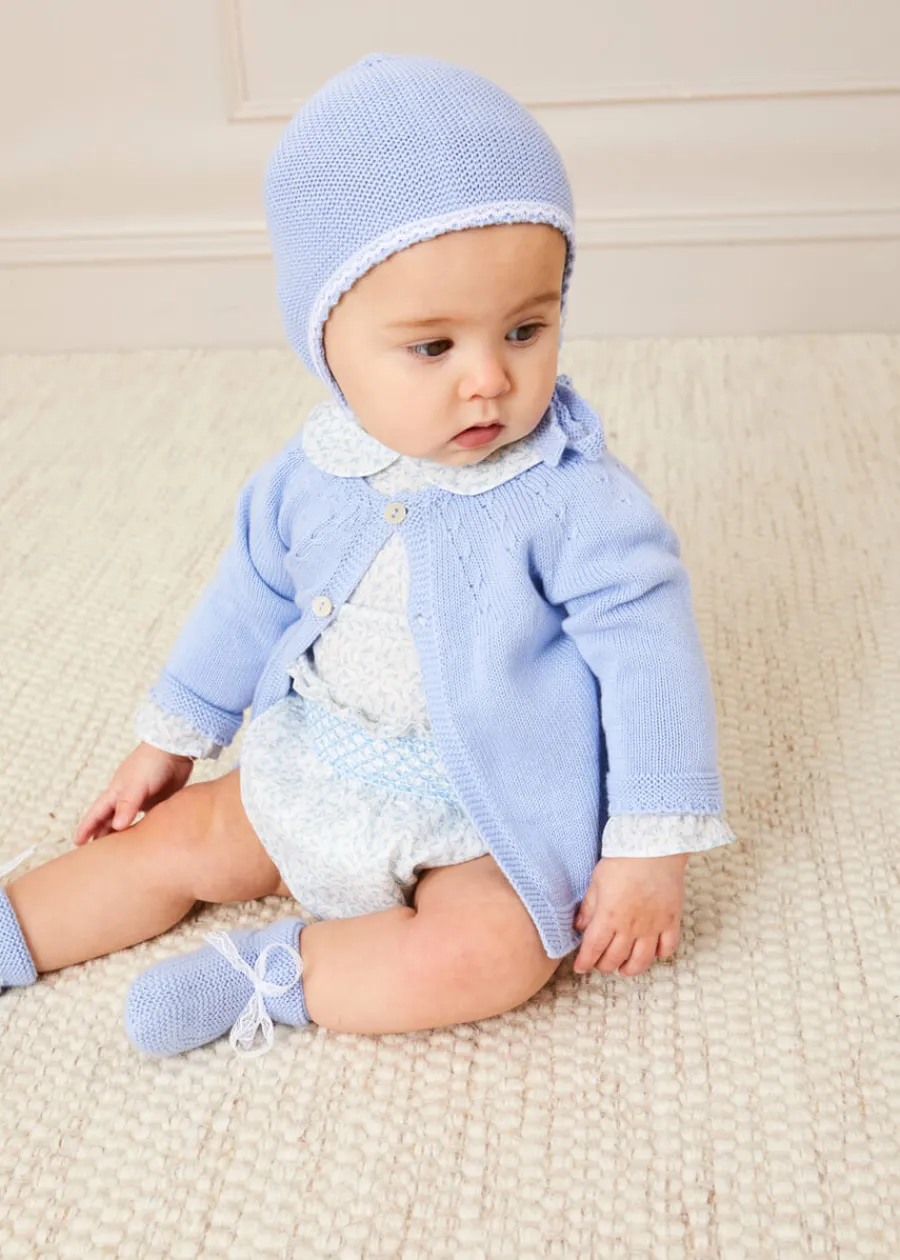 Pepa London Openwork Detail Baby Cardigan in Blue (1-12mths)