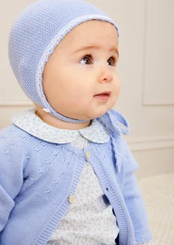 Pepa London Openwork Detail Baby Cardigan in Blue (1-12mths)